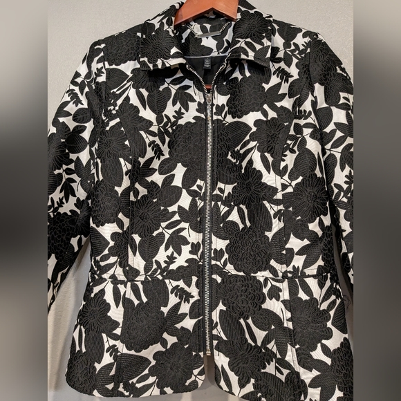 Women's WHITE HOUSE BLACK MARKET holiday zip up blazer size 6 WHBM - Picture 6 of 8